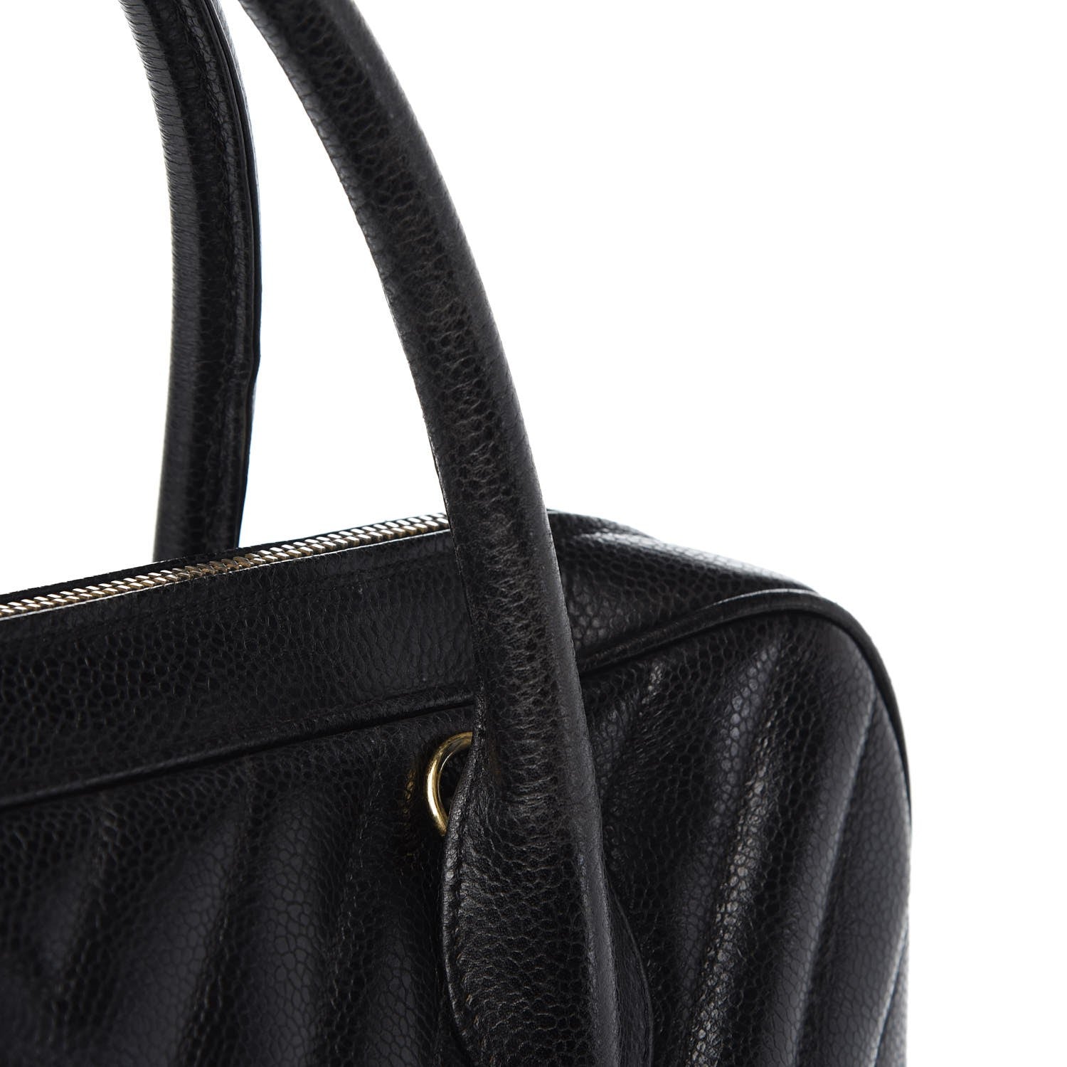 Chanel Caviar Chevron Top Handle Bag Black 12 of 14