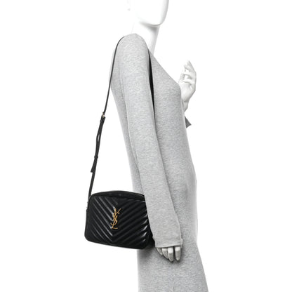 Saint Laurent Calfskin Matelasse Monogram Lou Camera Bag Black 2 of 9