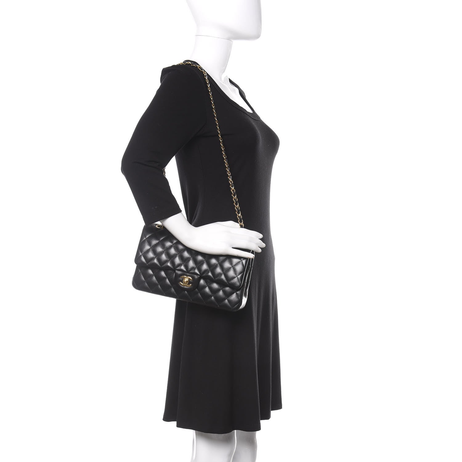 Chanel Lambskin Quilted Medium Double Flap Black 2 of 14
