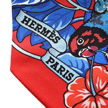 Hermes Silk Jungle Love Love Twilly Rouge Marine Fauve 4 of 4