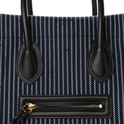 Celine Cotton Canvas Striped Medium Phantom Luggage Navy White 9 of 12
