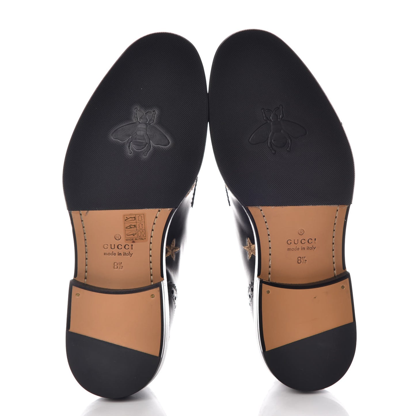Calfskin Bee Star Embroidered Mens Captoe Derby Loafers 8.5 Black