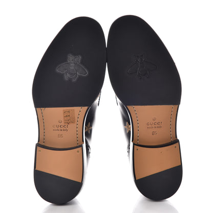 Gucci Calfskin Bee Star Embroidered Mens Captoe Derby Loafers 8.5 Black 5 of 11