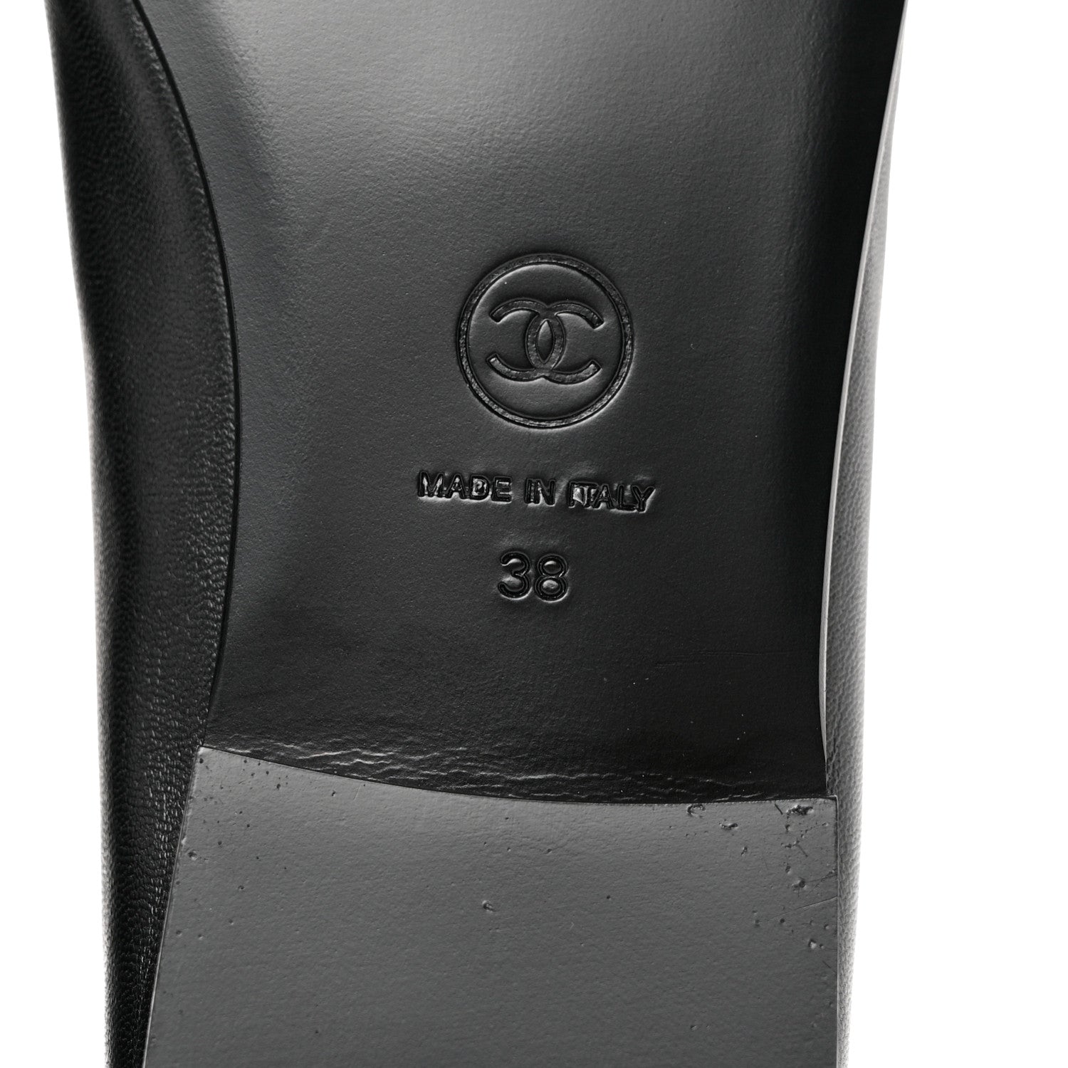 Chanel Lambskin Patent CC Cap Toe Ballerina Flats 38 Black 6 of 9