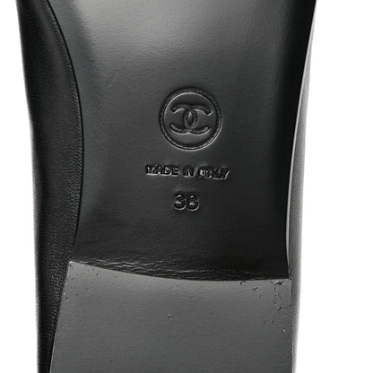 Chanel Lambskin Patent CC Cap Toe Ballerina Flats 38 Black 6 of 9