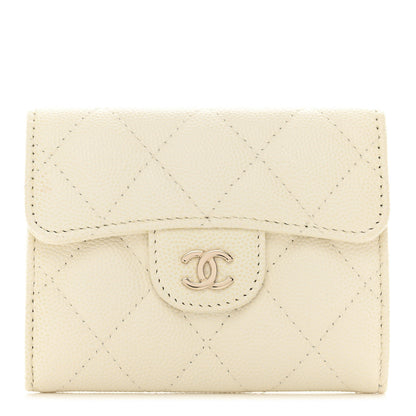 Chanel Caviar Quilted Flap Card Holder Wallet White 1 of 11