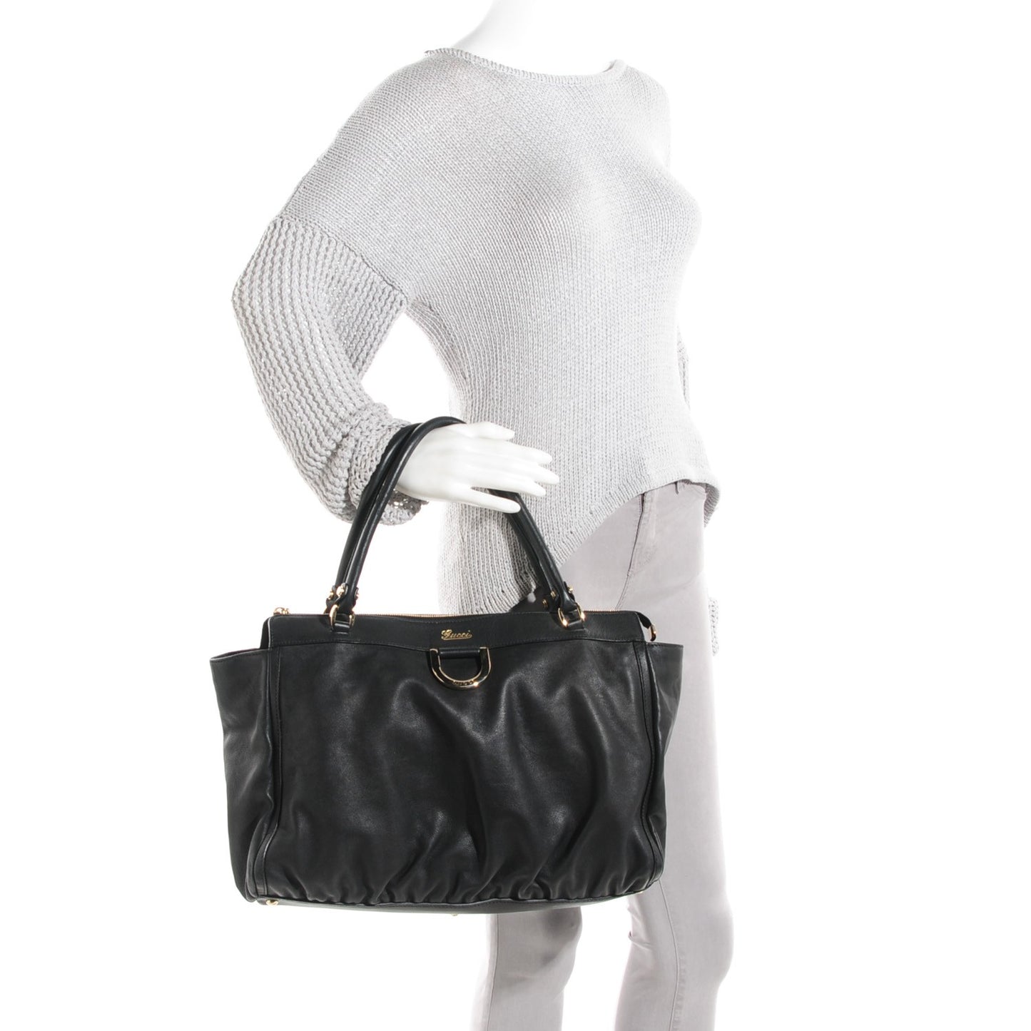 Calfskin D Gold Tote Black