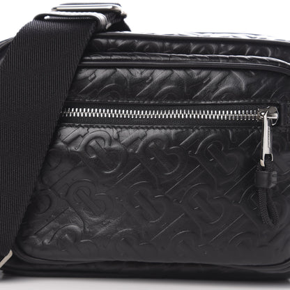 Burberry Calfskin Embossed Monogram Small Camera Bag Black 9 of 9