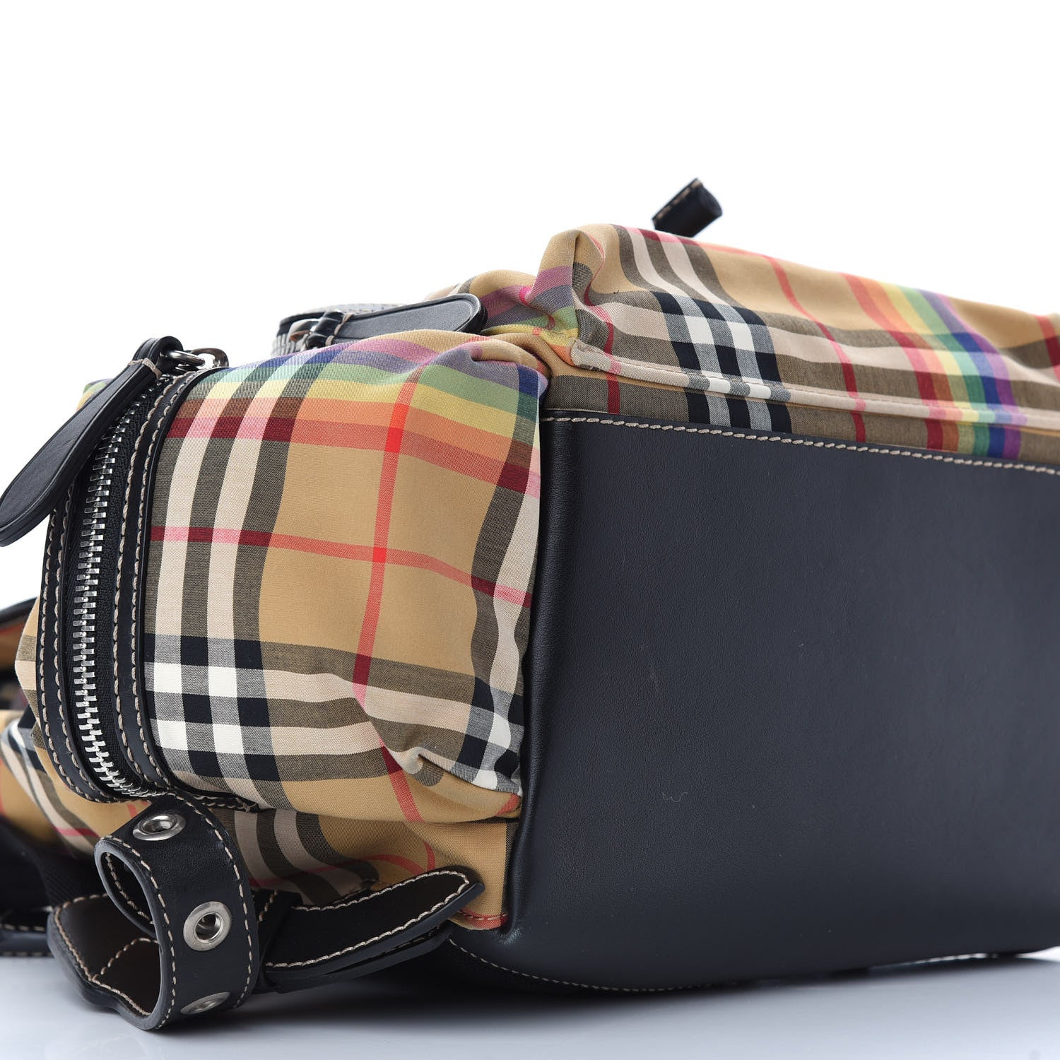 Burberry Vintage Rainbow Check Small Rucksack Backpack Antique Yellow 7 of 8