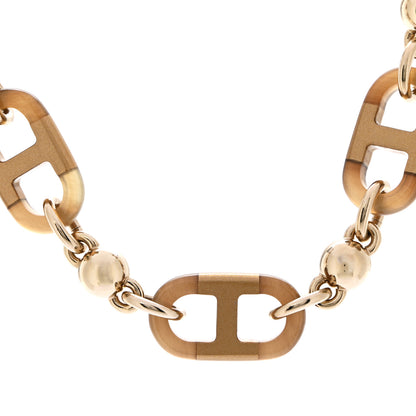 Hermes Buffalo Horn Lacquer Chaine D'Ancre Necklace Black Gold 4 of 7