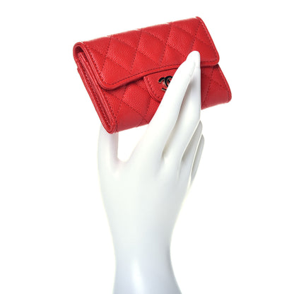 Chanel Caviar Quilted Flap Card Holder Wallet Red 2 of 8