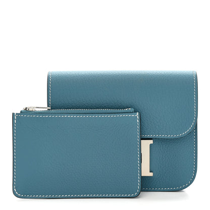 Hermes Evercolor Constance Slim Wallet Blue Jean 2 of 9