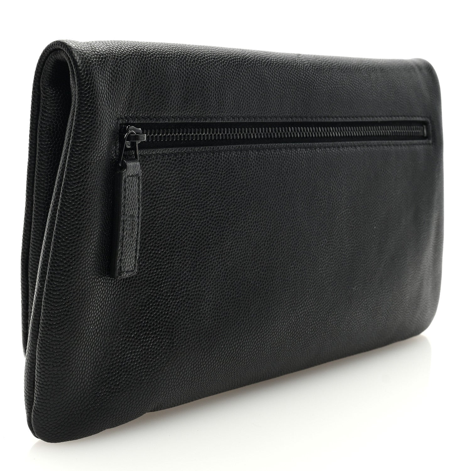 Saint Laurent Grain De Poudre West Hollywood Monogram Fold Over Clutch Black 3 of 6