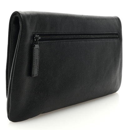 Saint Laurent Grain De Poudre West Hollywood Monogram Fold Over Clutch Black 3 of 6