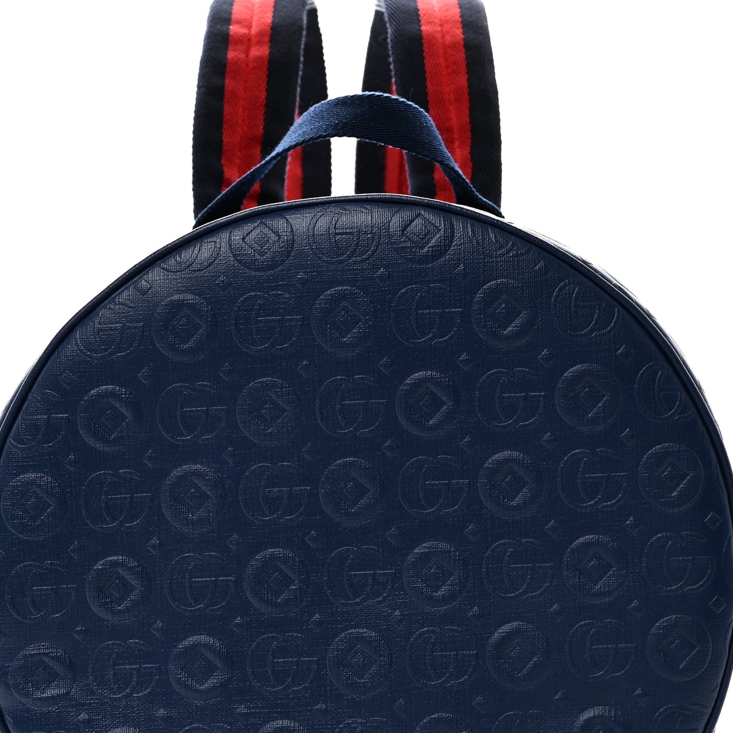 Textured Dollar Calfskin Web Debossed GG Kids Backpack Blue Agata