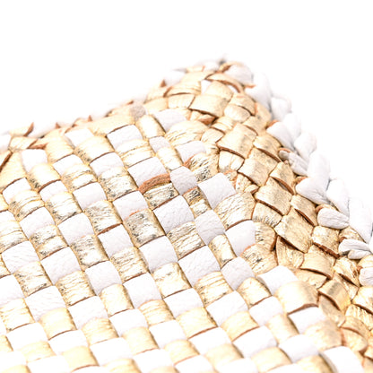 Prada Goatskin Woven Zip Clutch Oro White 7 of 11