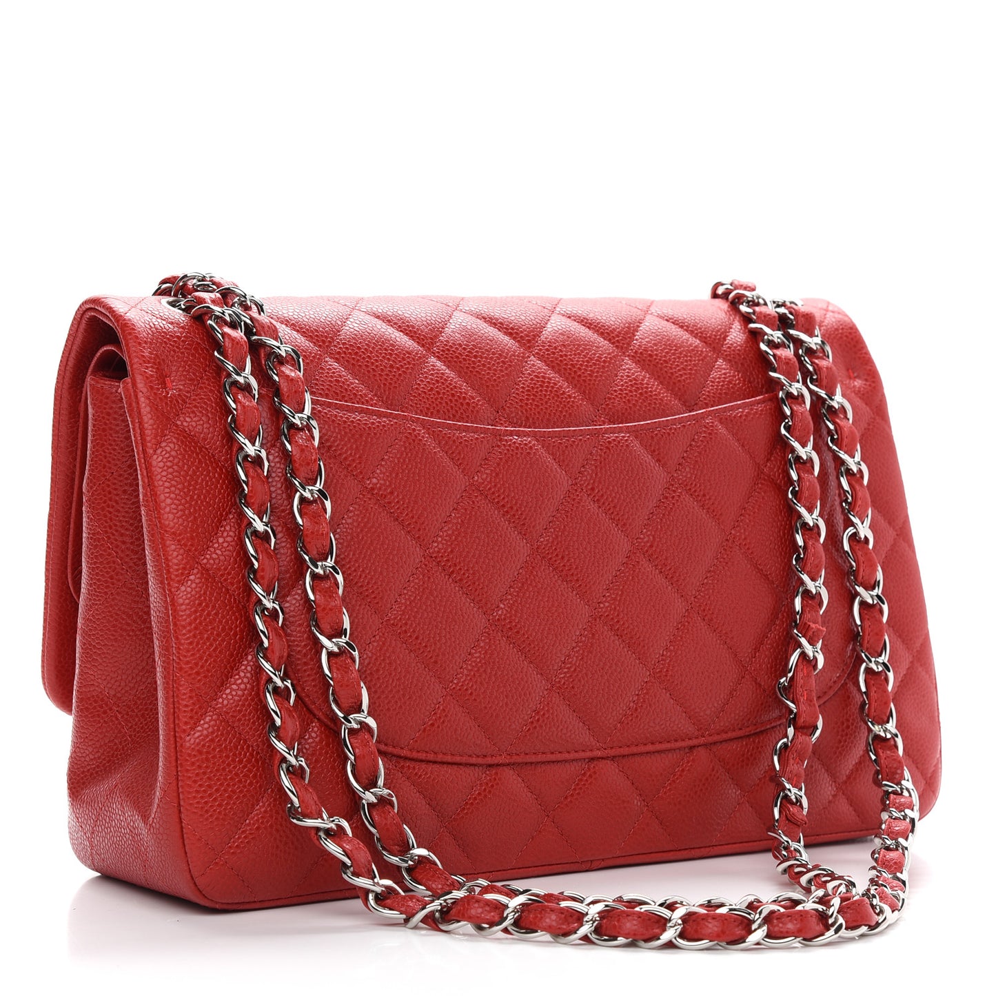 Caviar Quilted Jumbo Double Flap Red