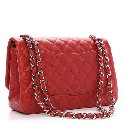 Chanel Caviar Quilted Jumbo Double Flap Red 3 of 9
