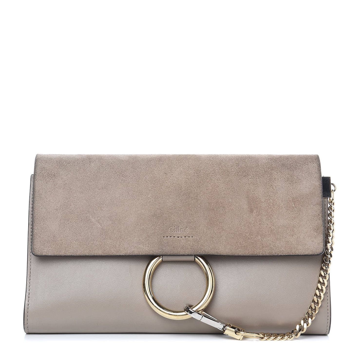 Suede Calfskin Faye Clutch Motty Grey