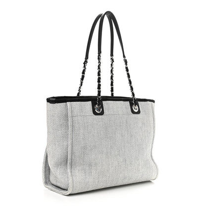 Chanel Woven Straw Raffia Small Deauville Tote Grey 3 of 9