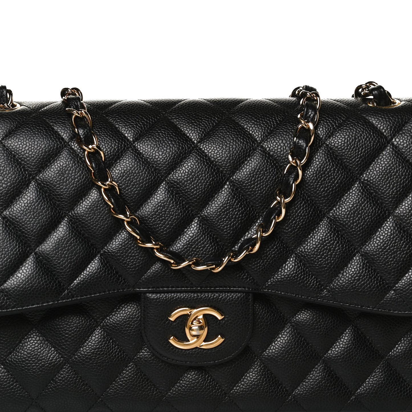 Caviar Quilted Jumbo Double Flap Black