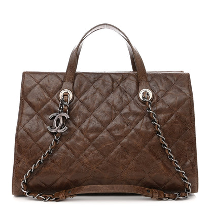 Chanel Crumpled Grained Calfskin Quilted CC Crave Tote Brown 1 of 12
