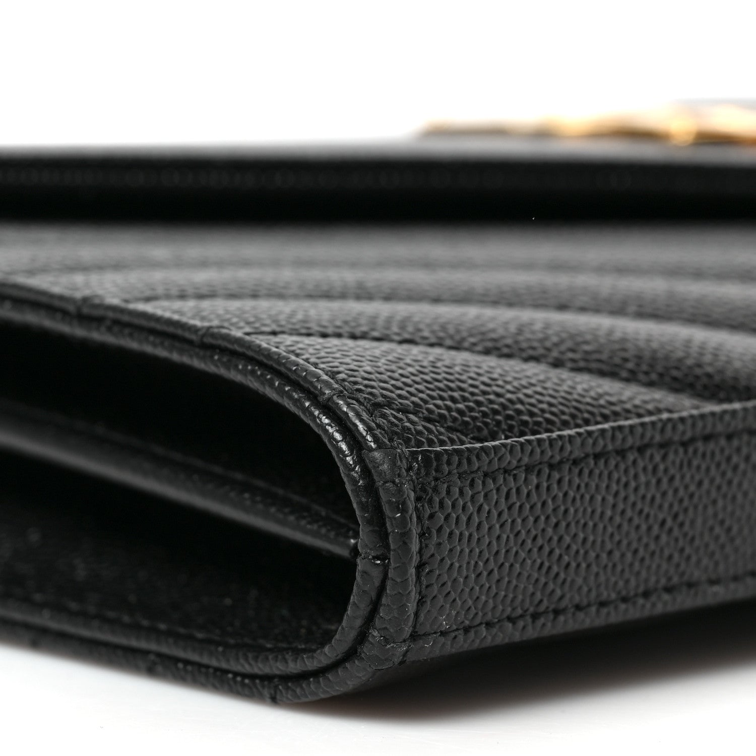 Saint Laurent Grain De Poudre Matelasse Chevron Monogram Chain Wallet Black 7 of 8