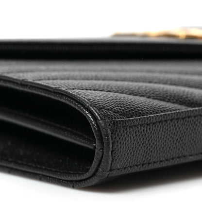 Saint Laurent Grain De Poudre Matelasse Chevron Monogram Chain Wallet Black 7 of 8