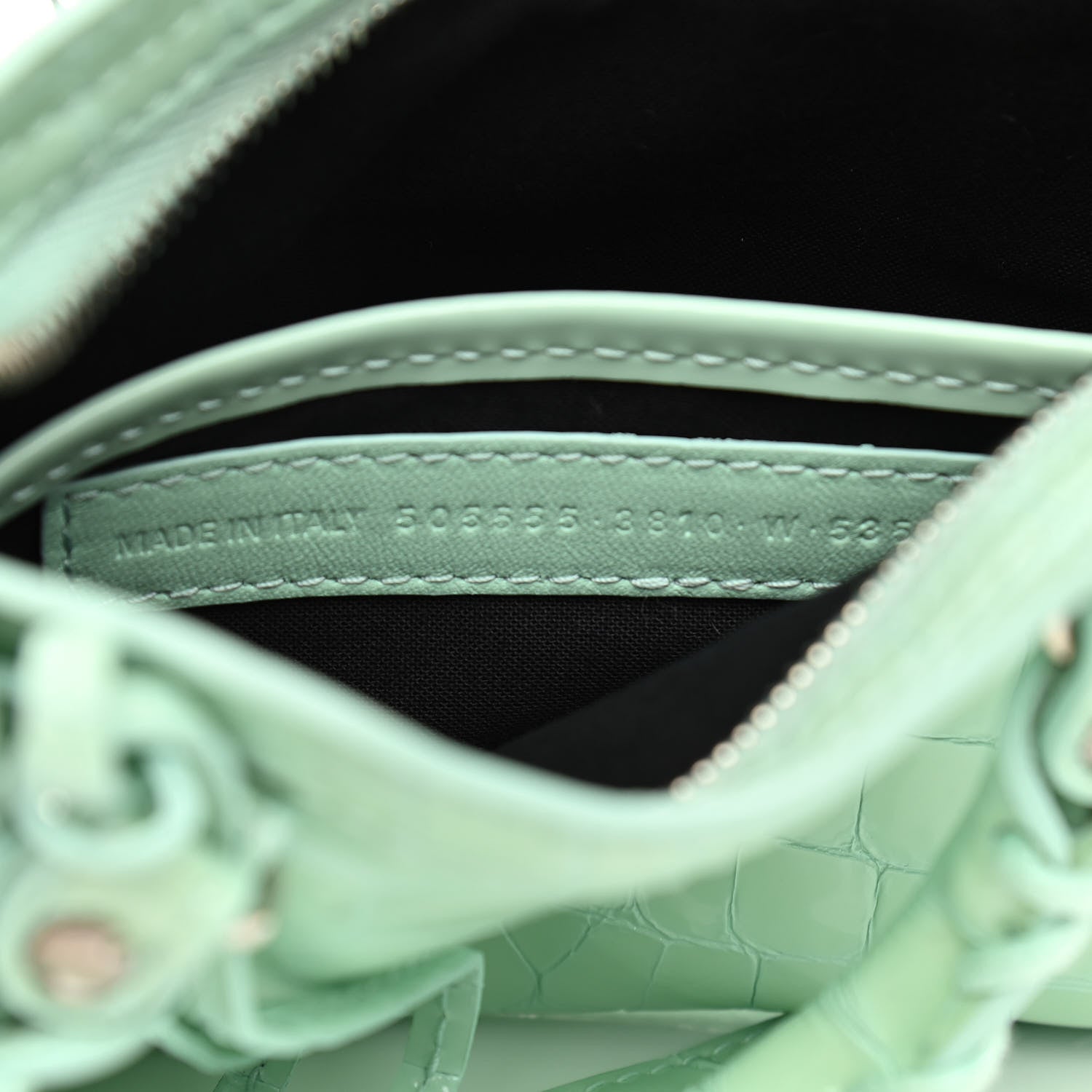 Balenciaga Patent Crocodile Embossed Classic Silver Hardware Nano City Light Green 8 of 15