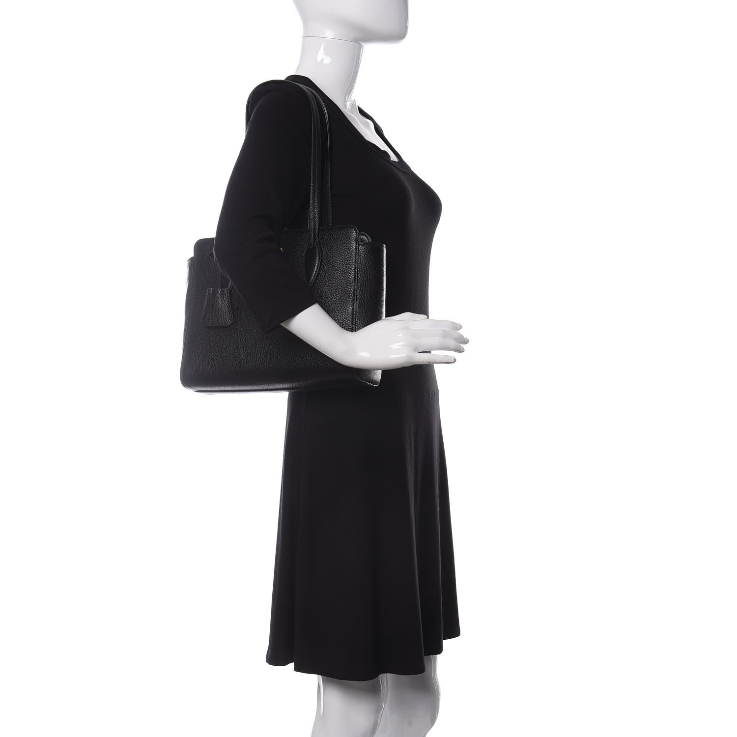 Prada Vitello Daino Shopping Tote Black 2 of 9