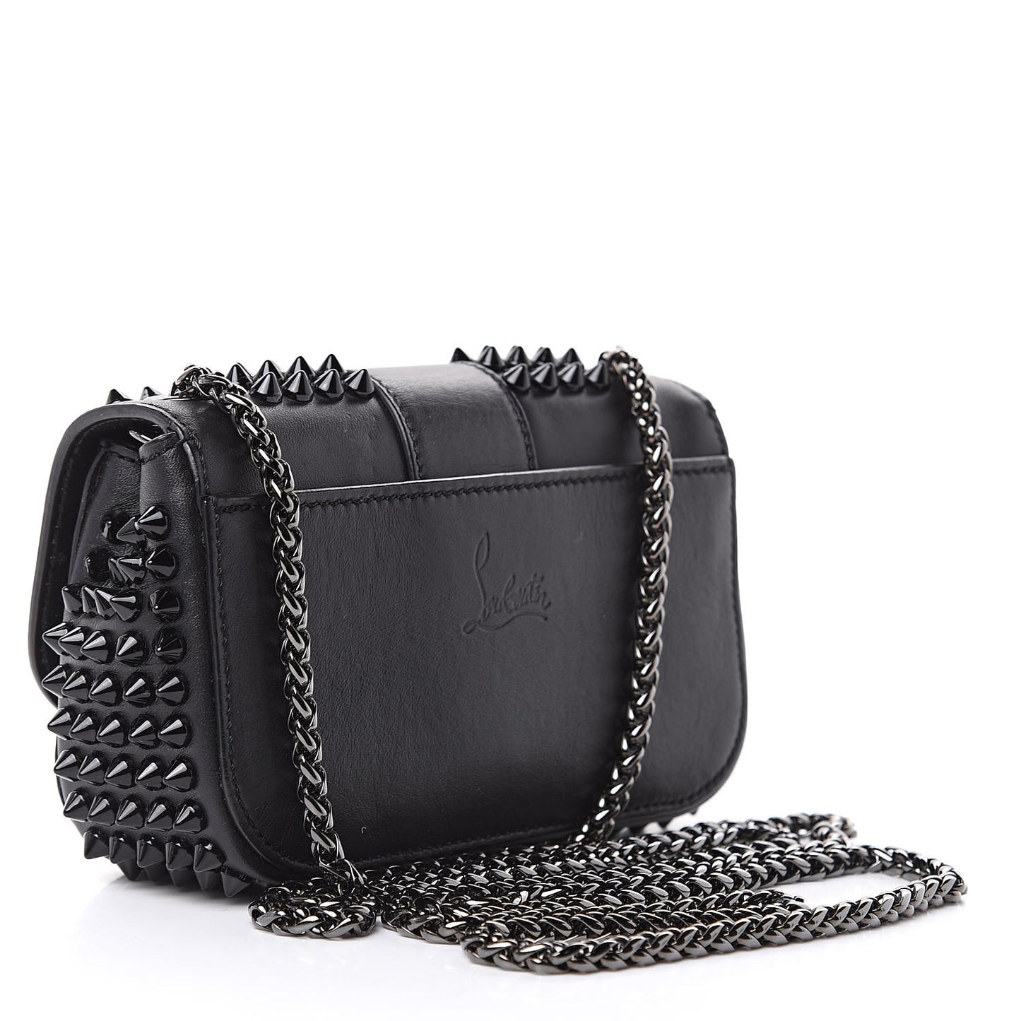 Calfskin Spikes Sweety Charity Crossbody Bag Black