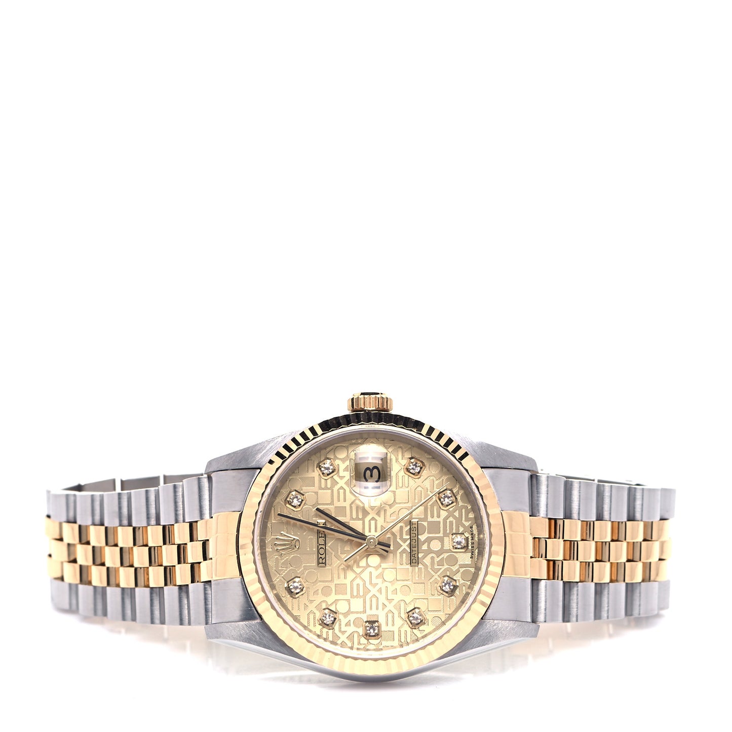 Stainless Steel 18K Yellow Gold Diamond 36mm Oyster Perpetual Datejust Watch Champagne 16233