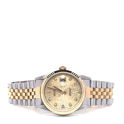 Rolex Stainless Steel 18K Yellow Gold Diamond 36mm Oyster Perpetual Datejust Watch Champagne 16233 2 of 6