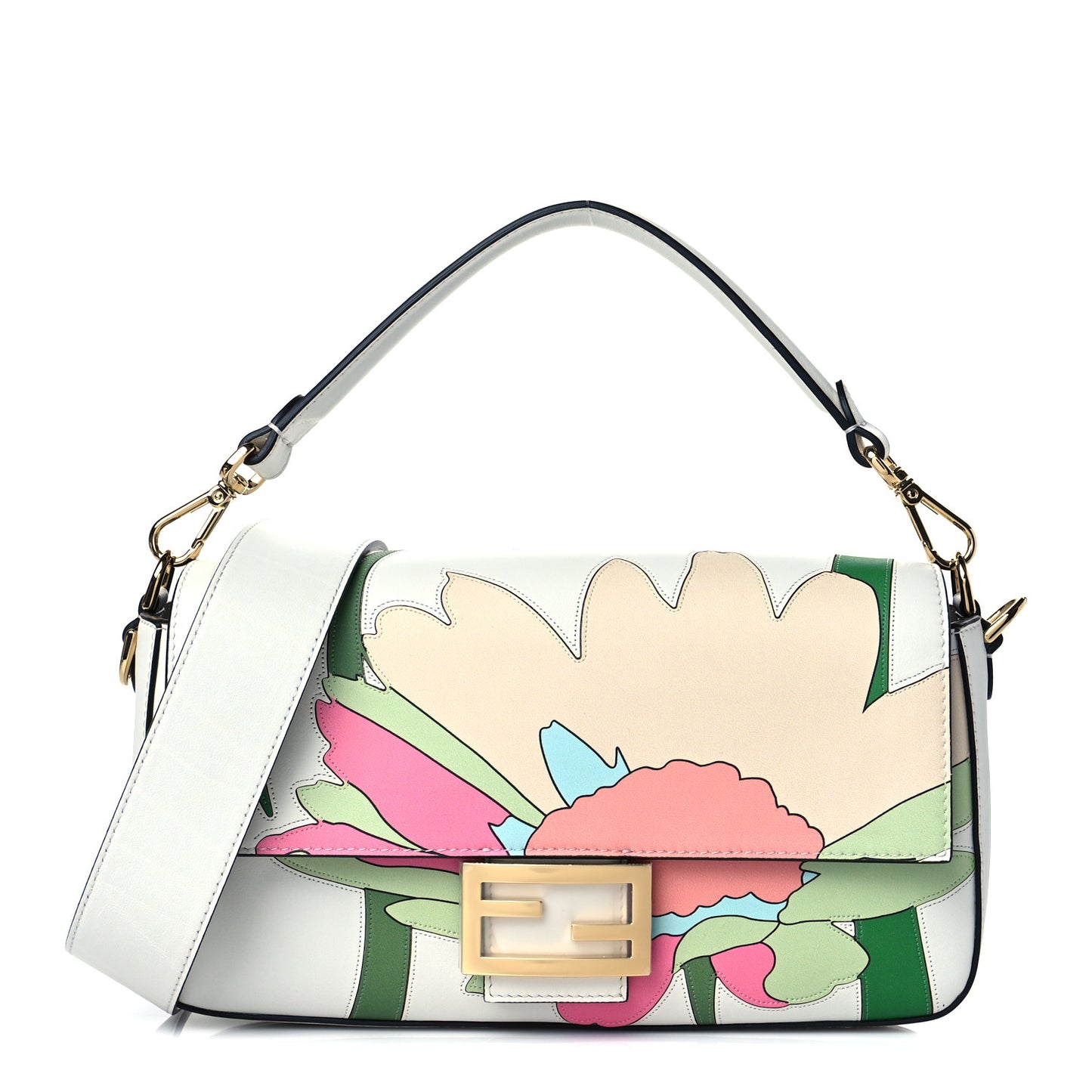 Vitello Seta Daisy Inlay Baguette White Ice Multicolor