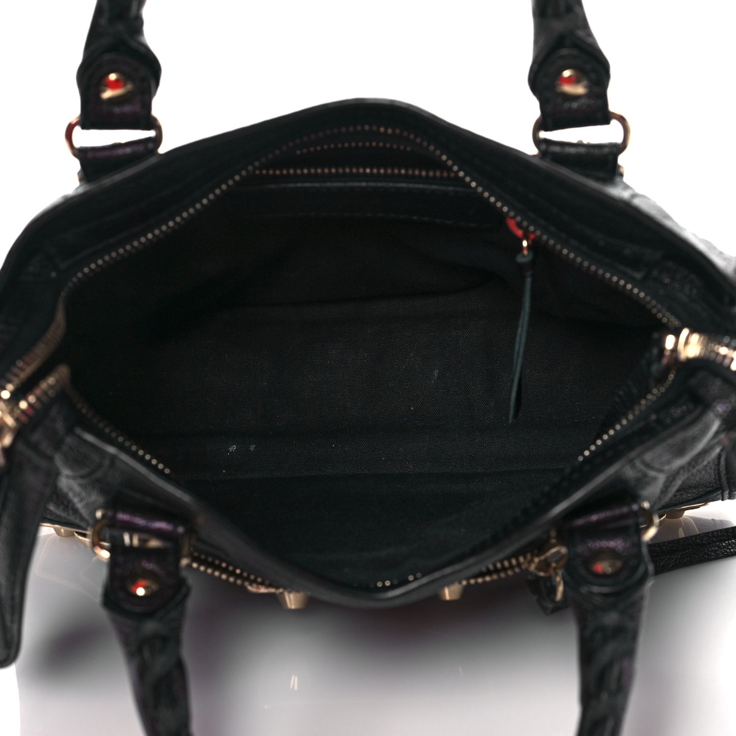 Chevre Gold Metallic Edge Hardware Mini City Black