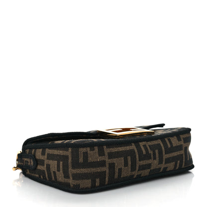 Fendi Fabric Jacquard FF 1974 Mini Baguette Tobacco Moro Black 3 of 10