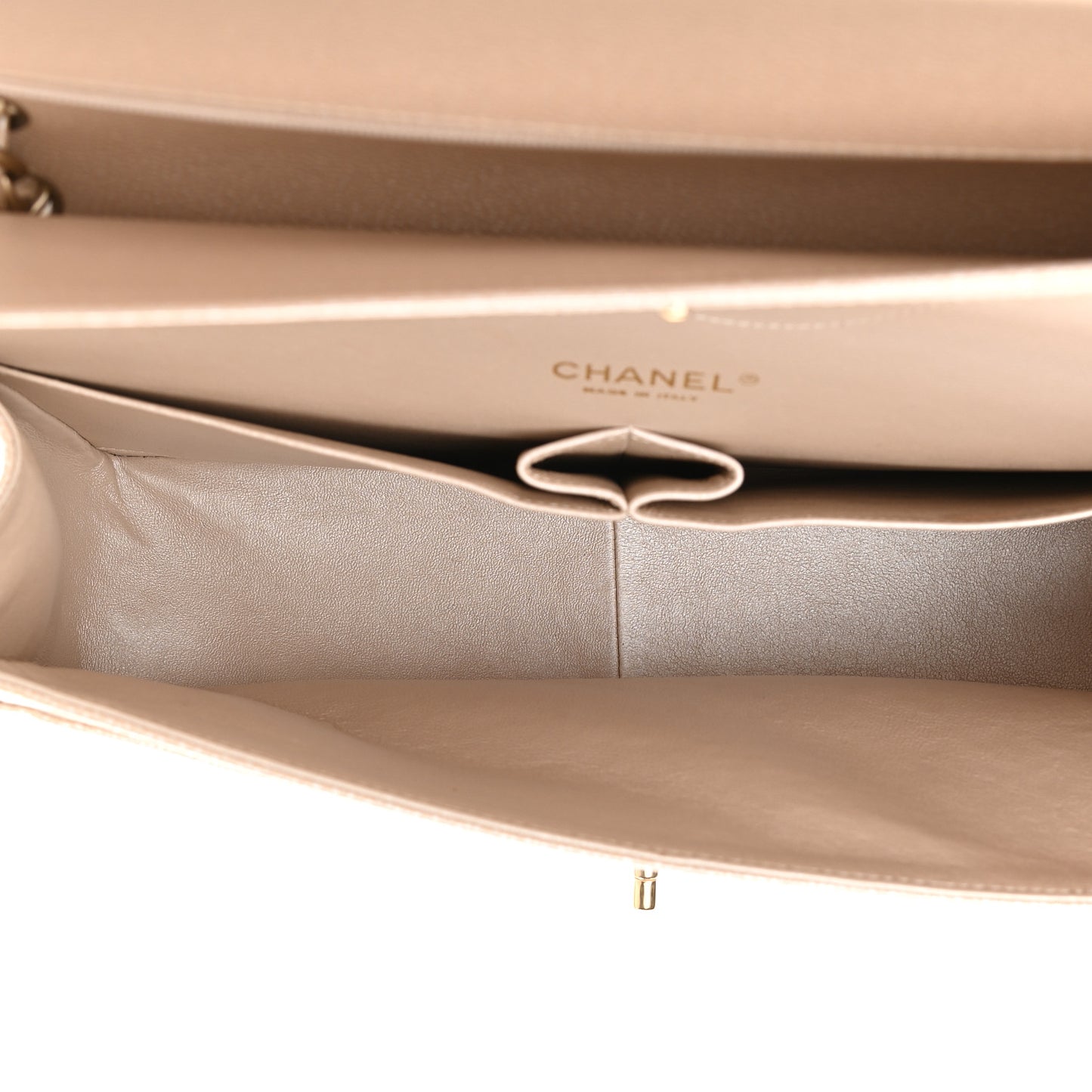 Pearly Caviar Quilted Jumbo Double Flap Light Beige