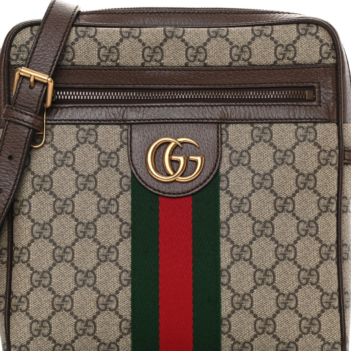 GG Supreme Monogram Web Small Ophidia Messenger Bag Brown