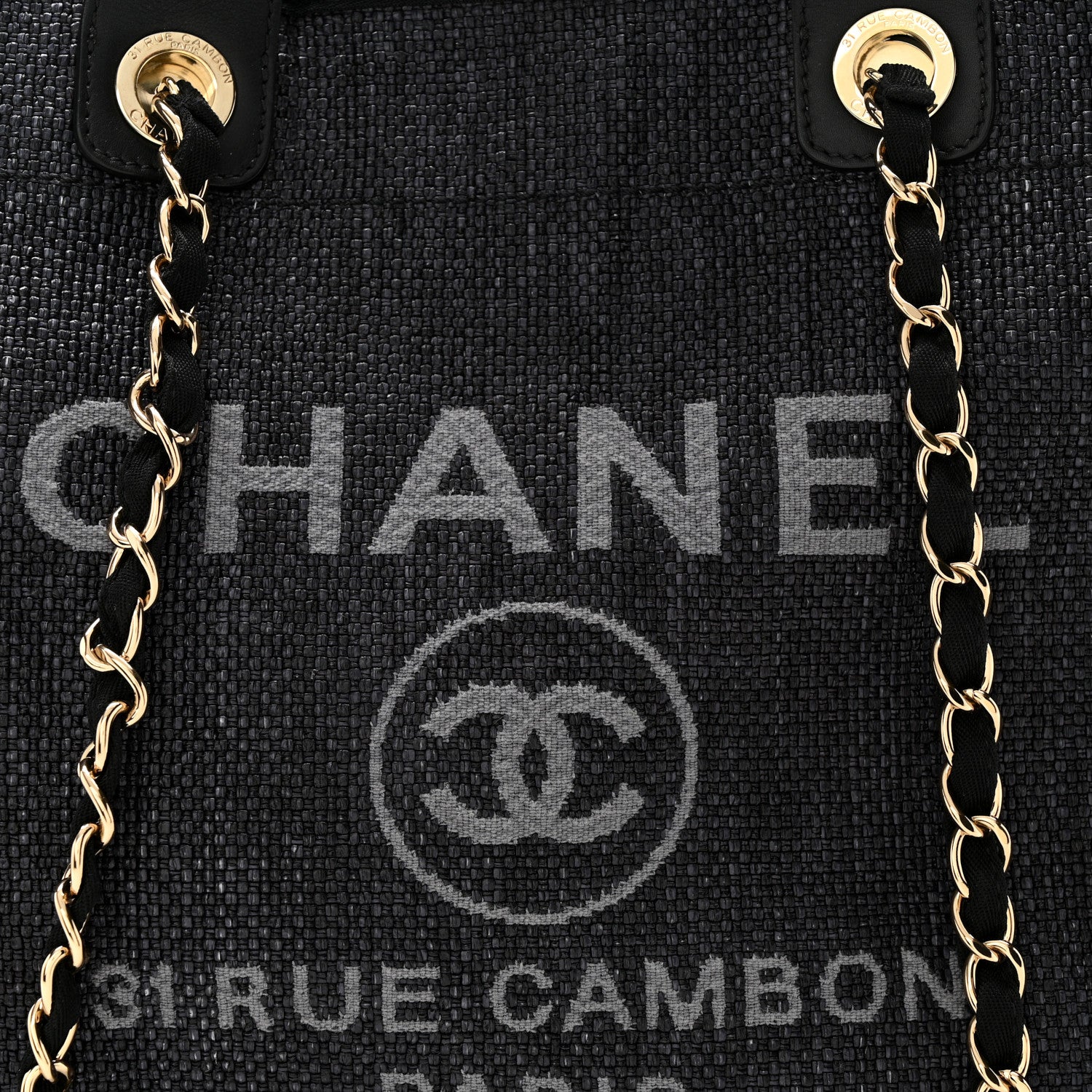 Chanel Woven Straw Raffia Medium Deauville Tote Black 8 of 10