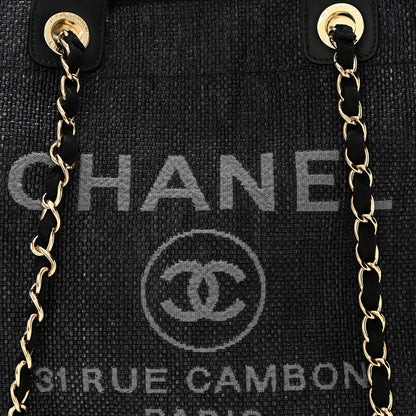 Chanel Woven Straw Raffia Medium Deauville Tote Black 8 of 10