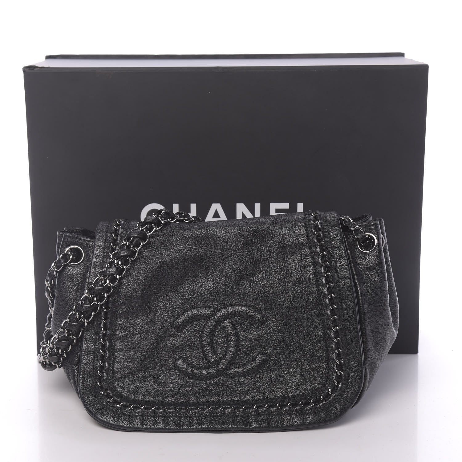 Chanel Metallic Goatskin Luxe Ligne Flap Black 14 of 15