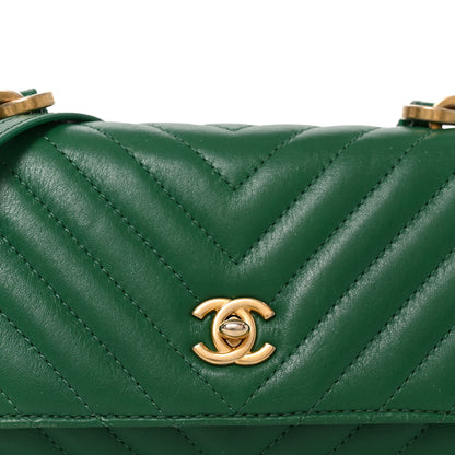 Chanel Lambskin Chevron Quilted East West Flap Green 7 of 9