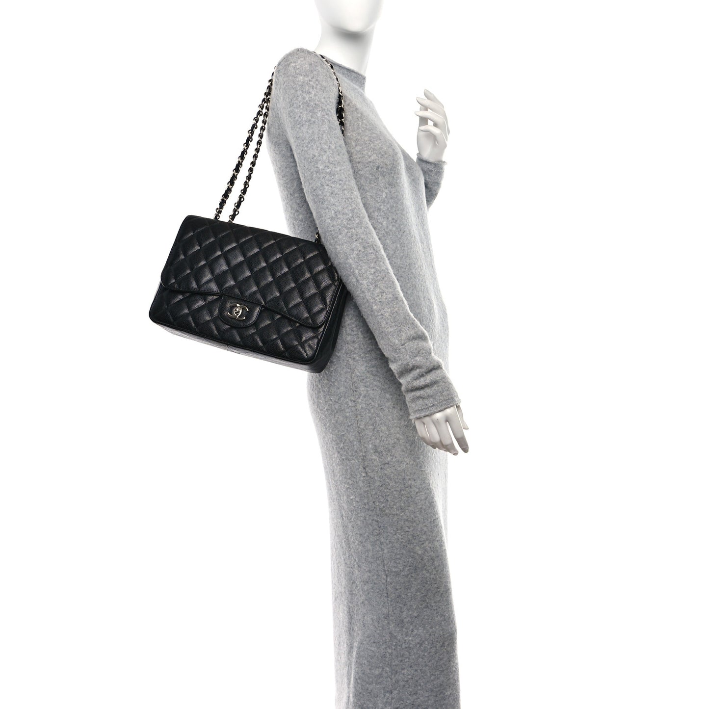 Caviar Quilted Jumbo Single Flap Black