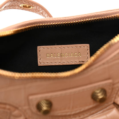 Balenciaga Extra Supple Calfskin Crocodile Embossed Le Cagole Shoulder Bag XS Nude Beige 6 of 8