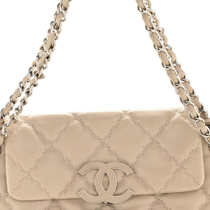 Chanel Calfskin Double Stitch Large Hamptons Flap Bag Beige 8 of 14