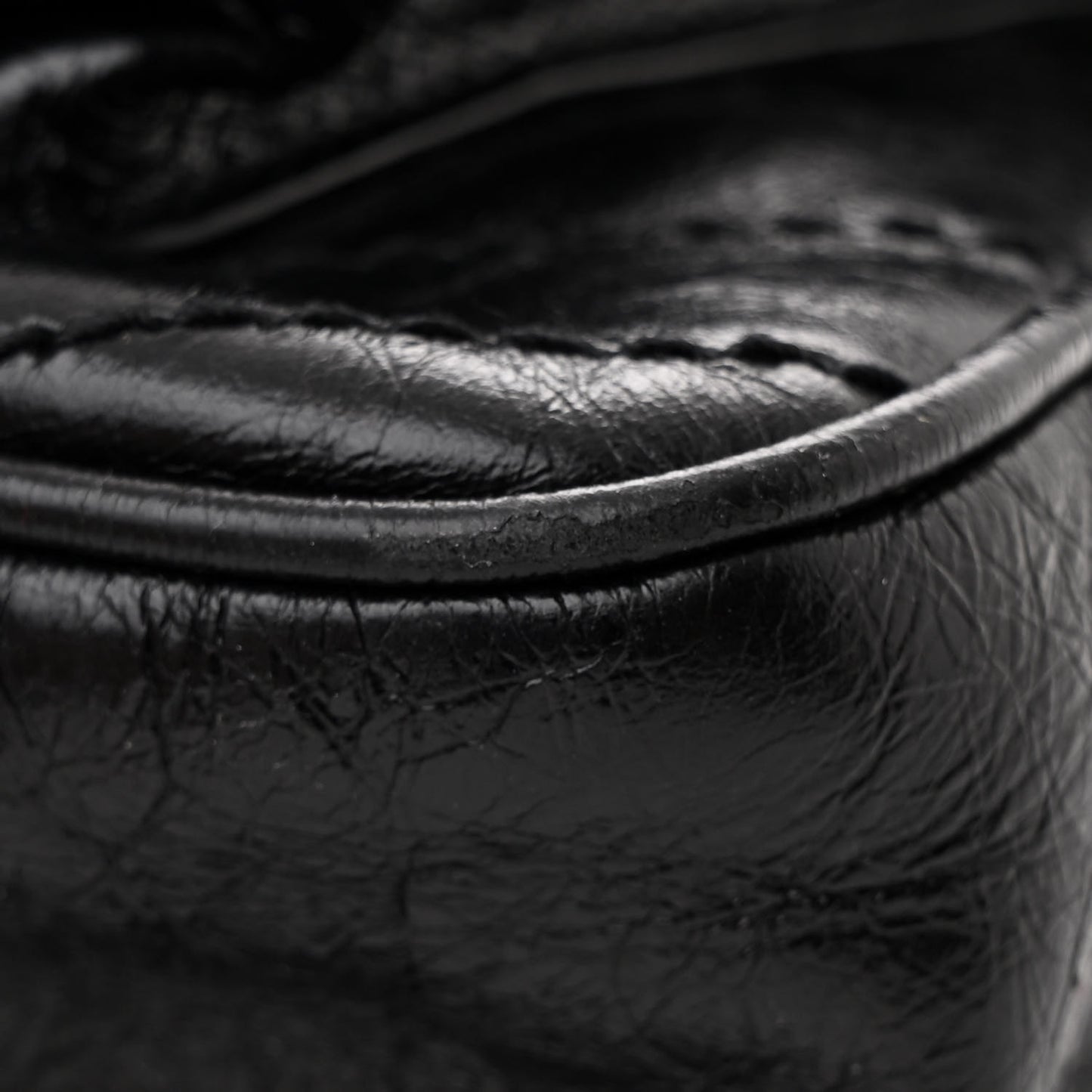 Crinkled Calfskin Matelasse Monogram Large Niki Chain Satchel Black