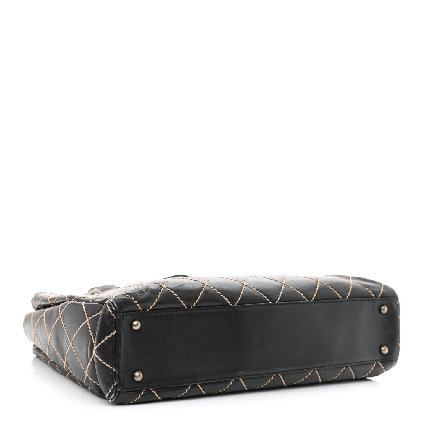 Calfskin Wild Stitch Large Tote Black