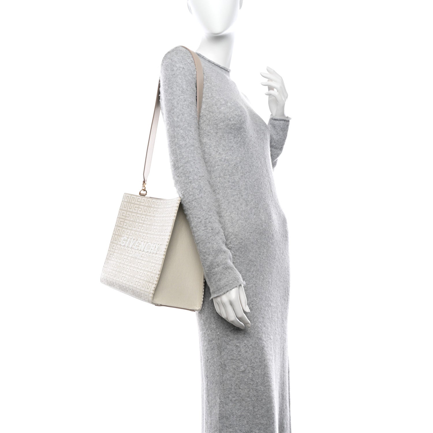 Givenchy Canvas Jacquard 4G Medium Chain Tote Stone Grey 2 of 11