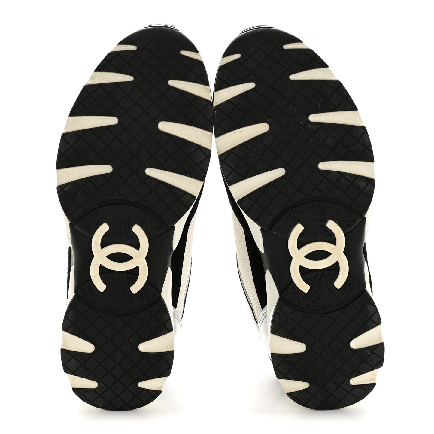 Mesh Suede Calfskin Grained Calfskin Womens CC Sneakers 38 Black White Silver