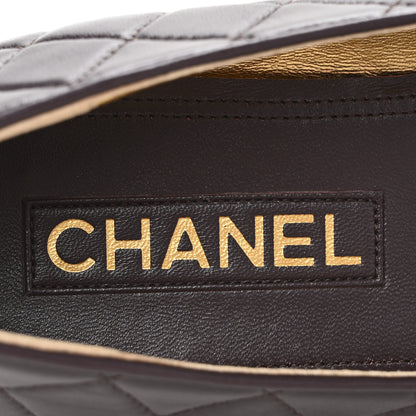 Chanel Lambskin Quilted CC Ballerina Flats 40 Dark Purple 8 of 12